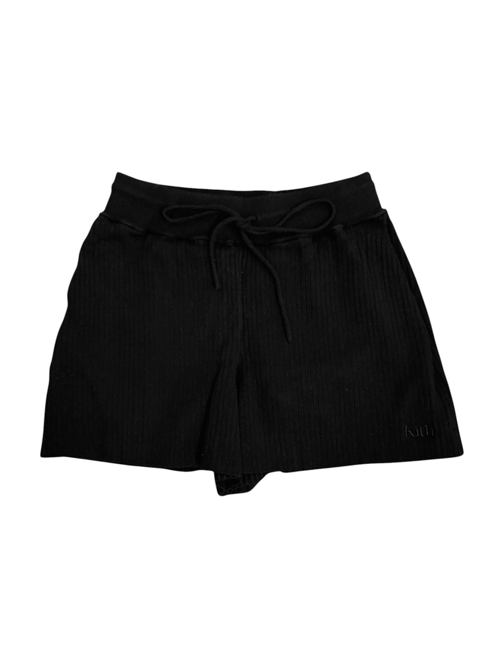 Kith Ribbed Knit Wide Leg Sweat Shorts Women’s XS Black Casual Streetwear Logo